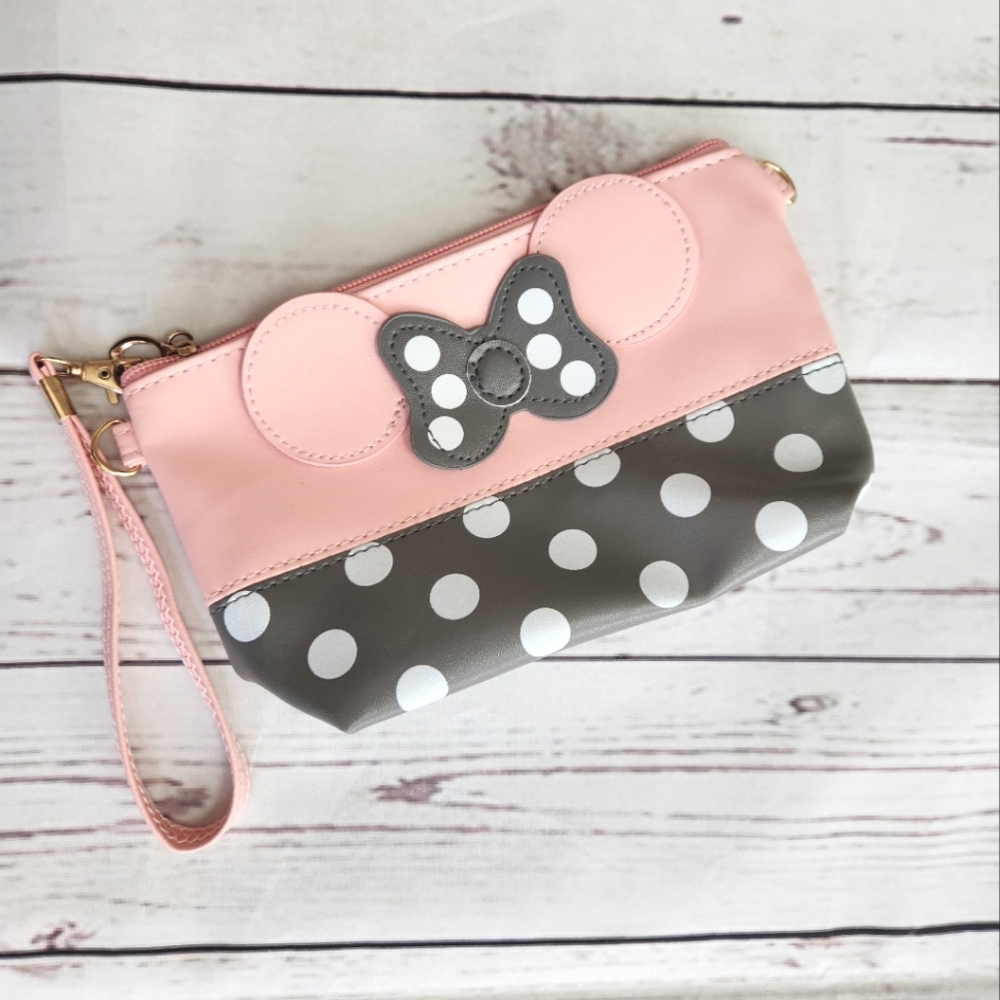 Minnie Mouse Polka-dot Clutch with Wristlet Attachment